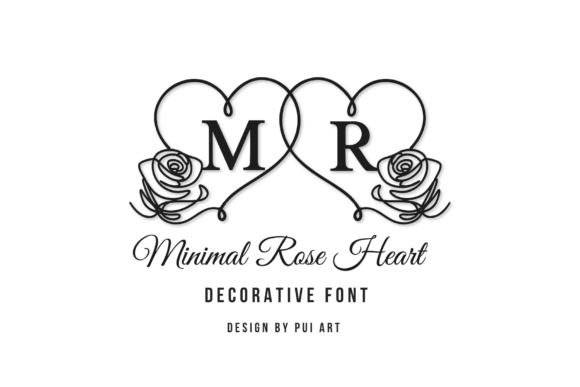 Minimal Rose Heart: A Blend of Serif Elegance and Floral Charm
