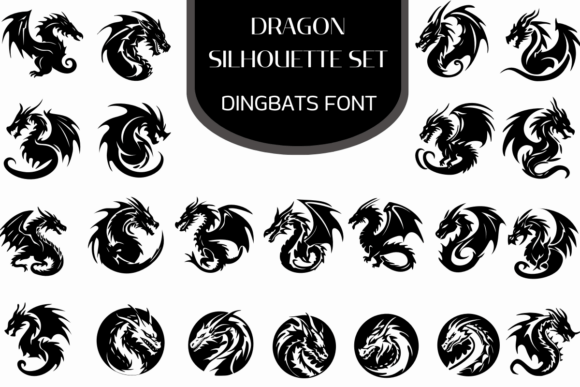 Unleash Mythical Power with the Dragon Silhouette Set Font
